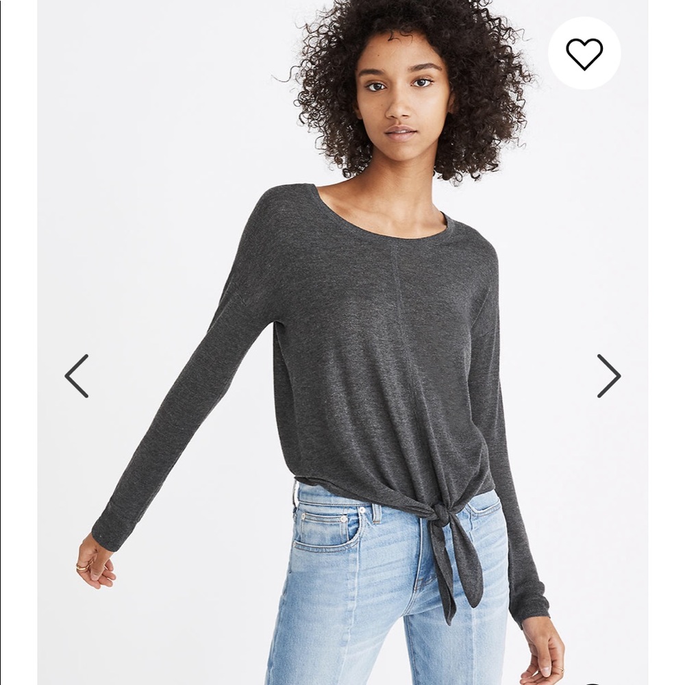 Madewell modern tie front sweater size small